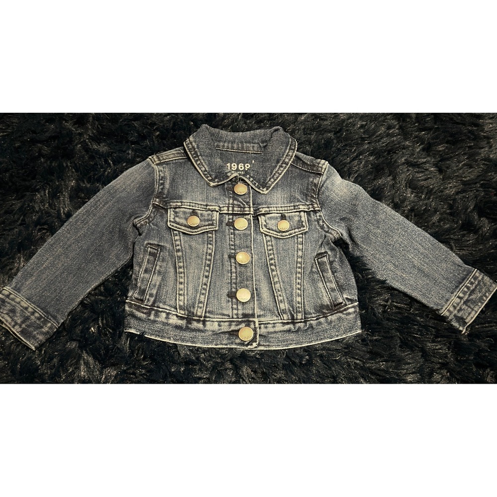 Baby Gap 1969 Toddler Denim Jacket Dark Wash Blue 12-18 Months Trucker Jean Coat